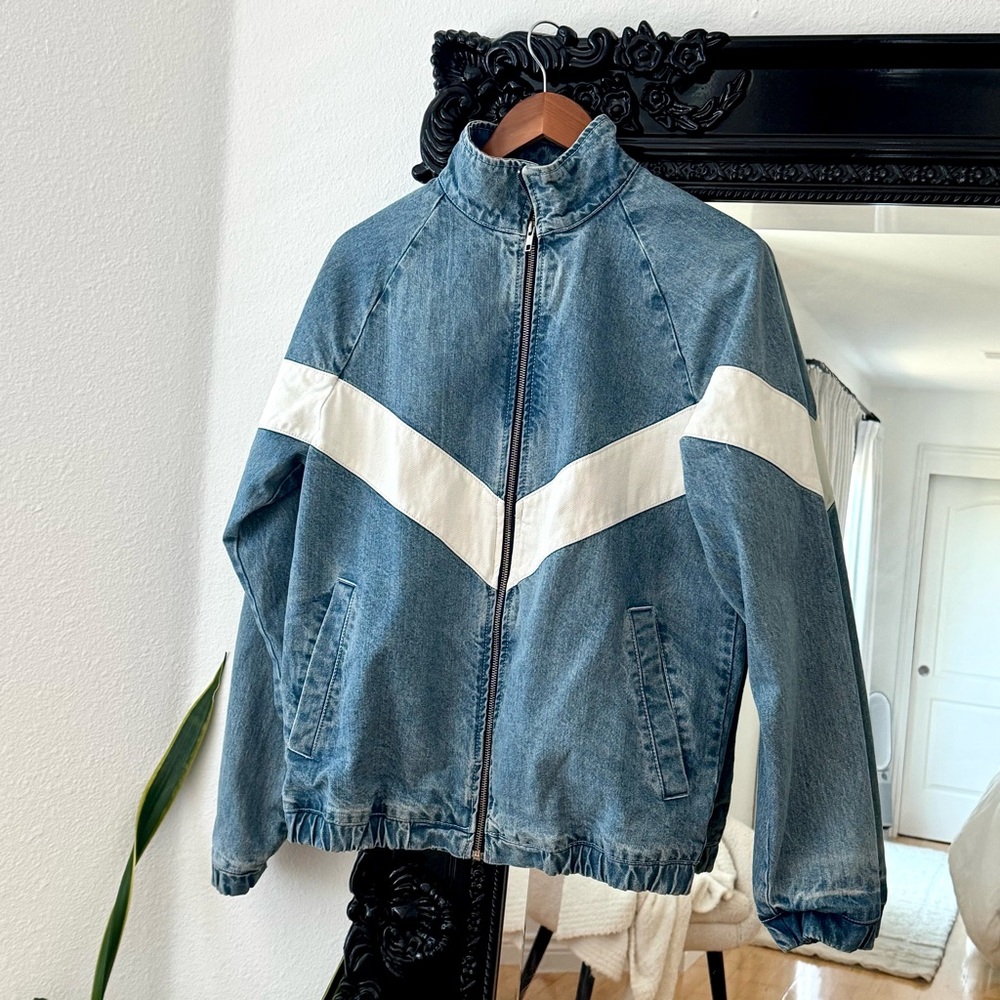 BDG | Men's Urban Outfitters Oversized Blue Meadowland Denim Track Jacket
